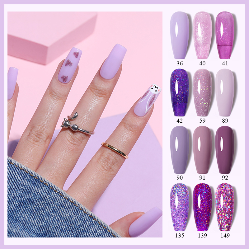 Nail Polish UR SUGAR 75ml Matte Gel Nail Polish Varnishes Hybrid Purple Glitter Color Gel For Nails Varnish Soak Off UV Gel DIY Nail Art 230706