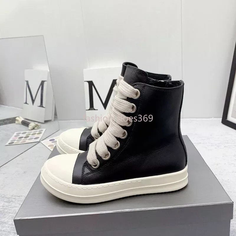 Luxury Designer Shoes R O New Thick Sole Elevated Couple Shoes High Top Men's Shoes Leather Canvas Women's Shoes Casual Breathable Shor