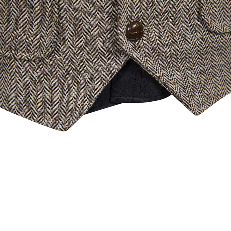Men's Vests Suit Vest Brown Wool Tweed Business Waistcoat Jacket Casual Slim Fit Gilet Homme For Groosmen Man Wedding 230705