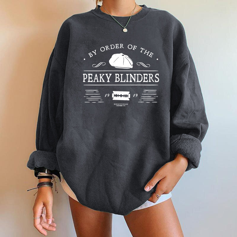 Womens Hoodies Sweatshirts Seeyoushy By Order of The y Blinders Letter Print Sweatshirt Women 0Neck Sweatshirt Femme Casual Dropshoulder Streetwear 23