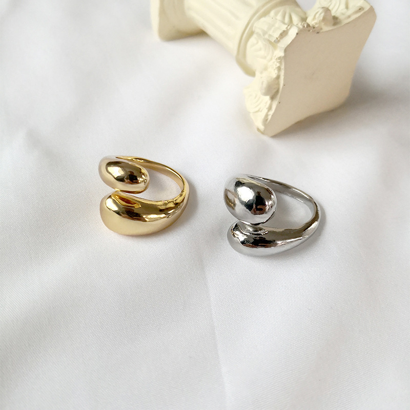 Band Rings Trendy Gold Color Smooth Metal Teardrop Rings for Women Creative Chunky Dome Open Ring Party Jewelry Gift 230706