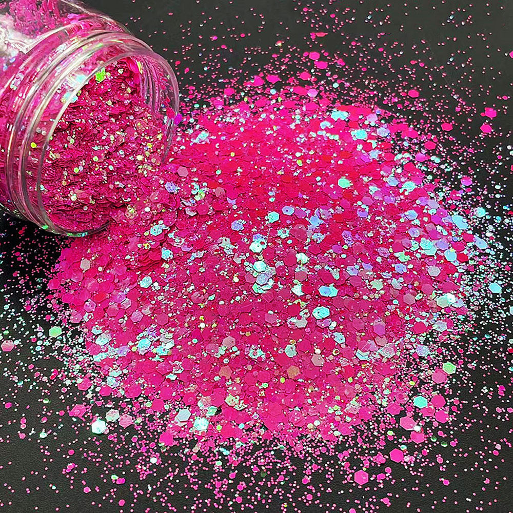 Nail Glitter 10g Nail Art Glitter Chunky Flakes Cosmetic Super Shiny Wedding es Mix Holographic Craft Iridescent Hex Poly Tumbler Glitter 230705