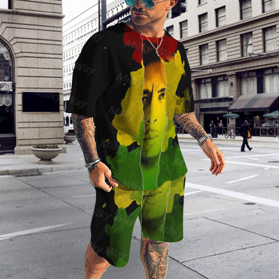 Men's Tracksuits 3D men's summer beach Tshirt suit Sportswear oversized clothing top street casual twopiece 230705