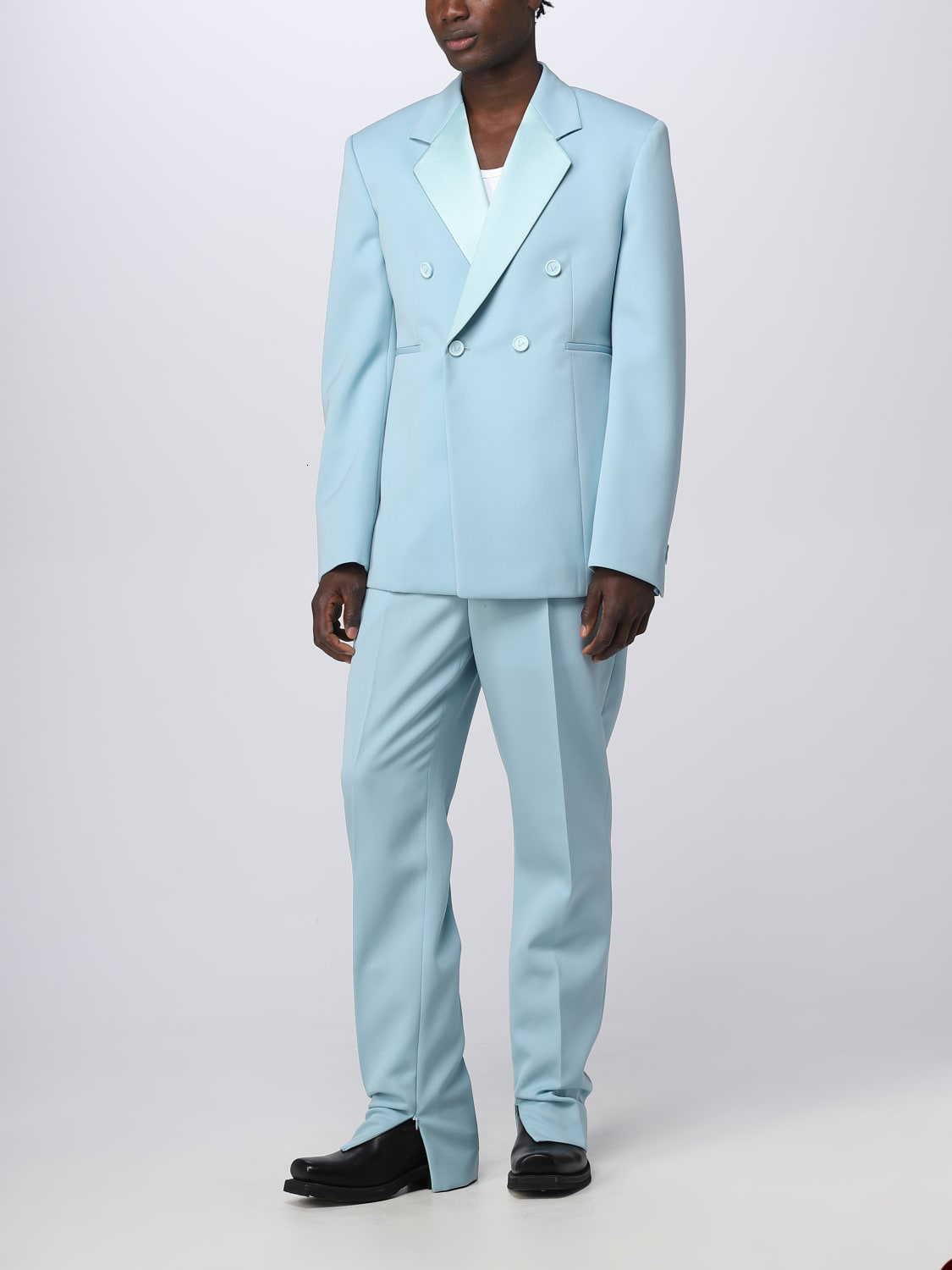 Men's Suits Blazers Fashion Blue Suit 2 Pieces Blazer Pants One Button ed Lapel Satin Business Formal Work Wedding Groom Costume Homme 230705
