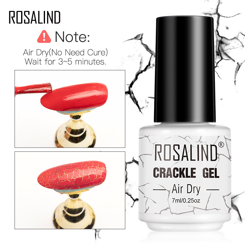 Nail Gel ROSALIND Crackle Gel Polish Semi Permanent Cracking Nail Lacquer Air Drying Hybrid Varnishes Nail Art Gel Polish Top Base Coat 230706