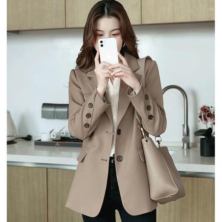 Womens Suits Blazers Womens Notched Single Breasted Solid Casual Office Lady All-match Daily Classic Chic Streetwear Top Spring Autumn