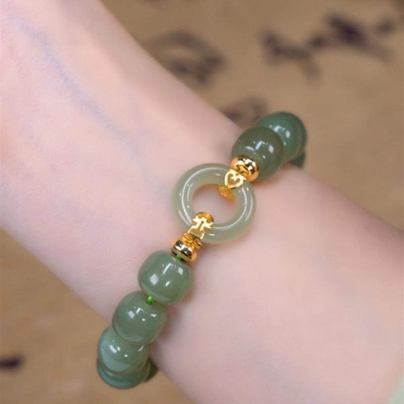 Chain Bohemian Vintage Beaded Natural Hetian Jade Bracelet Elegant Retro Fashion Hand Ornaments Bracelet Women Casual Jewelry Gift 230706