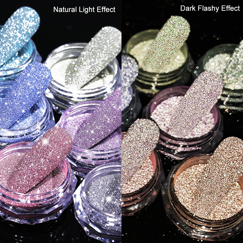 Nail Glitter Reflective Thermal Nail Powder Glitter Nail Shinning Crystal Sequin Chrome Pigment UV Gel Polish Nail Art Decoration 230705