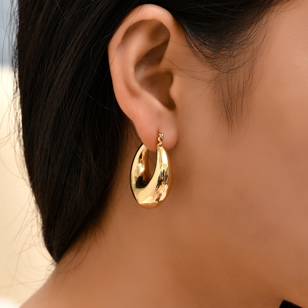 Stud Creative Metal Geometric V Shape Bamboo Chunky Hoop Earrings for Women Gold Color Stainless Steel Earrings Party Jewelry Gifts 230706
