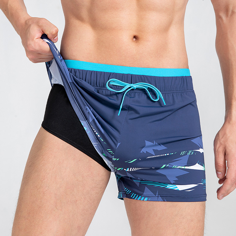 Men's Shorts Gold cam men's swimsuit moistureproof boxer loose beach summer shorts swimming trunks 230705