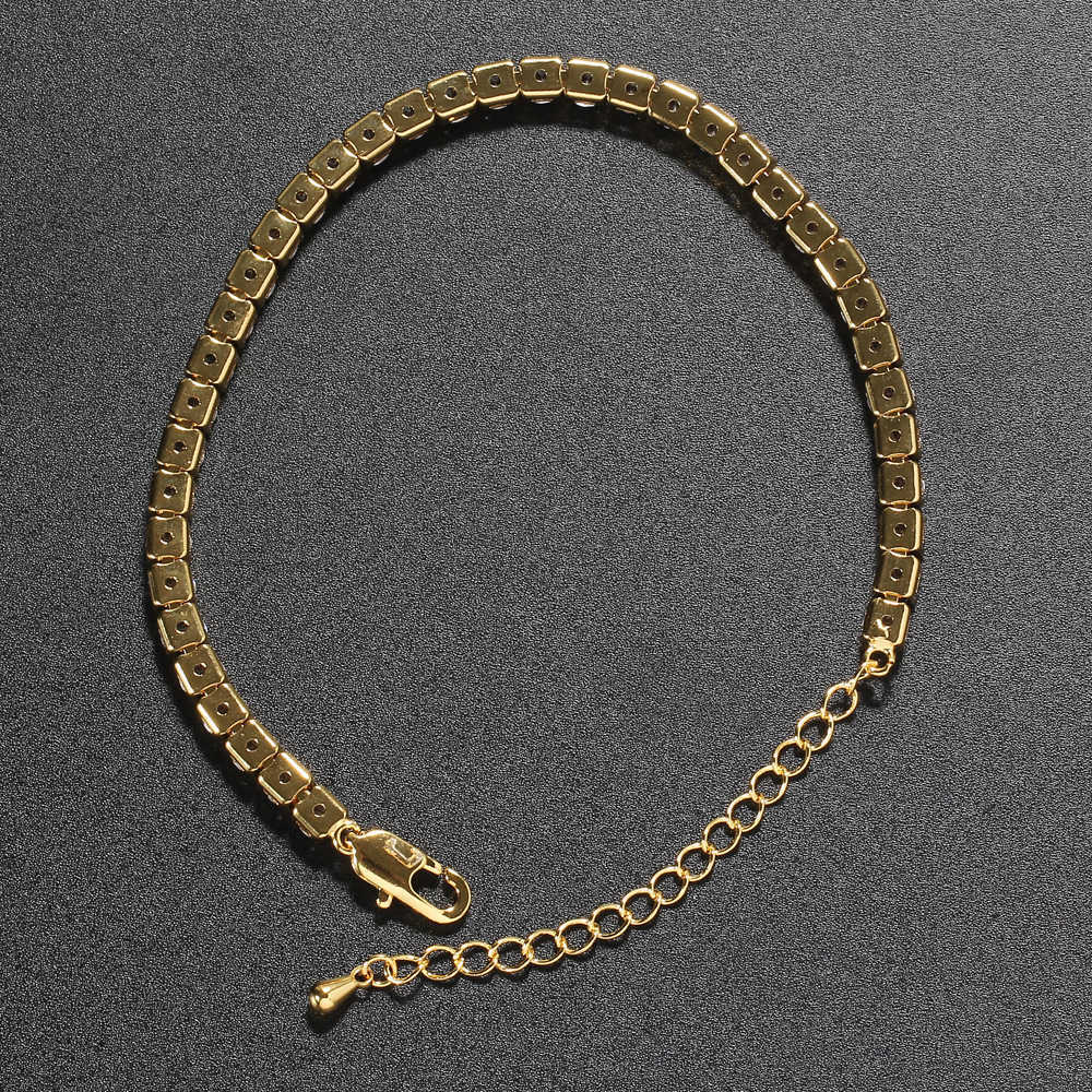 3mm 4mm 5mm Claw Tennis Chain Feet Anklet Chains Women's Hip Hop 8inch+2inch Extension Chain Gold Plated Iced Out Cubic Zirconia Minimalist Ankle