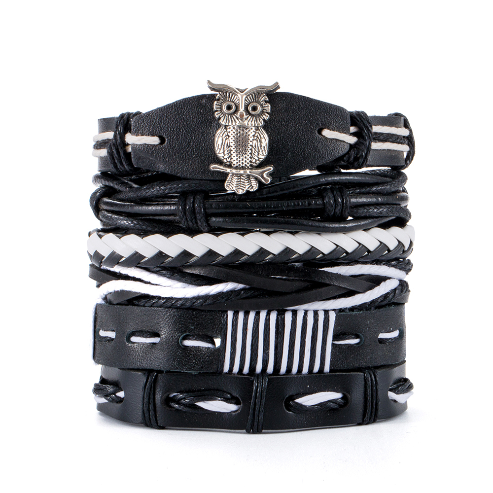 Chain Eif Dock Vinatge Gothic Punk Skull Star Metal Multilayer Leather Bracelet Men Bracelets Bangles Male Arm Jewelry wholesale 230706