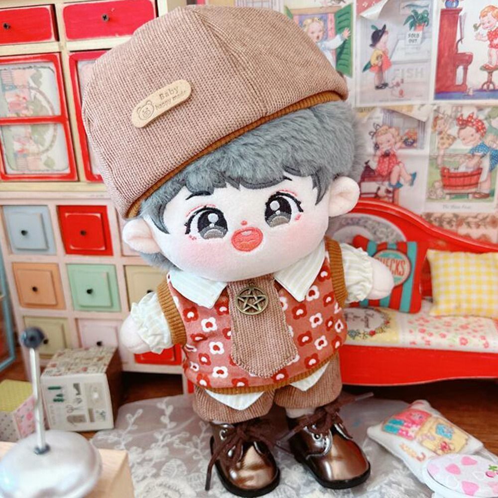Doll Apparel 1 Set 20cm Doll Clothes Set Mini Overalls Hat Suits For Cotton Stuffed Dolls Toys Accessories Idol Doll Headwear Clothes Suit 230705