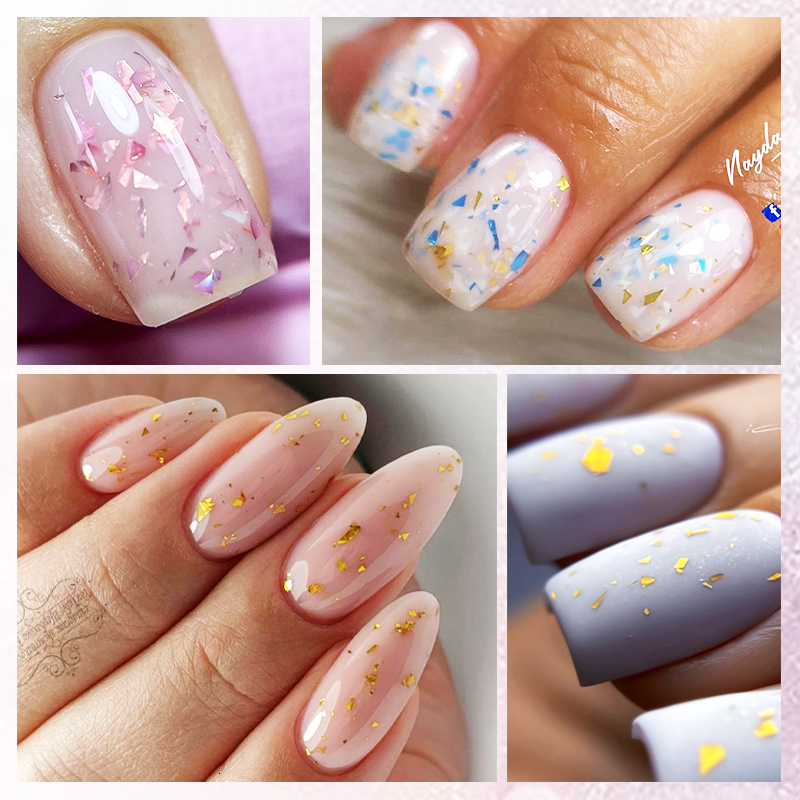 Nail Polish UR SUGAR 7ml Milky Jelly White Glitter Rubber Base Gel Polish Gold Blue Sequins Soak Off UV LED Selfleveling Varnish Manicure 230706