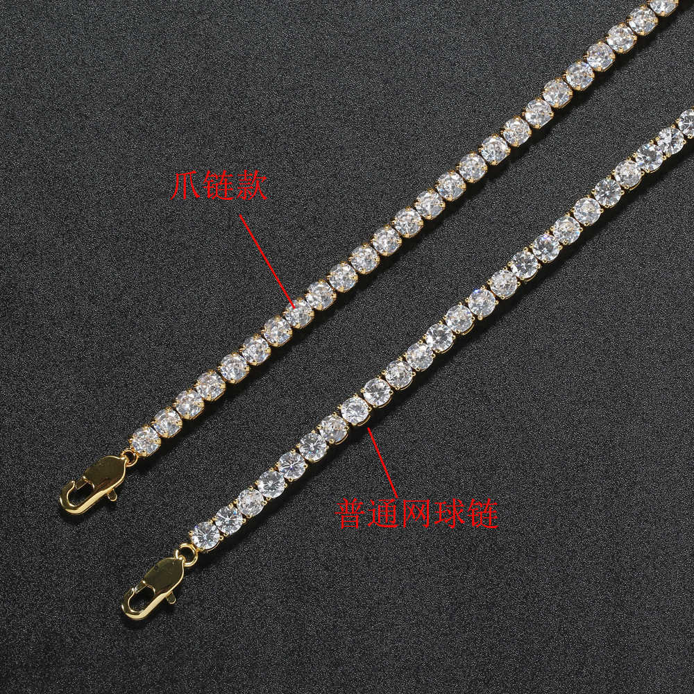 3mm 4mm 5mm Claw Tennis Chain Feet Anklet Chains Women's Hip Hop 8inch+2inch Extension Chain Gold Plated Iced Out Cubic Zirconia Minimalist Ankle