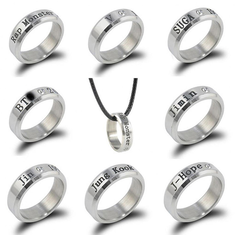 Band Rings Kpop Accessories Ring Men Stainless Steel Jimin Jhope V Finger Rings Women Men Jewelry Friends Gifts Casual Party Sport Jewelry 230706