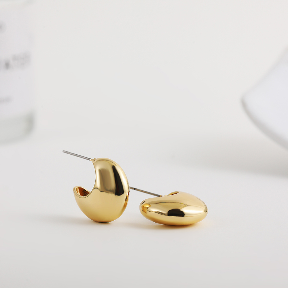Ear Cuff Creative Beans Studs Metal Open Thick Hoops Chunky Earrings for Women Gold Plated Smooth Waterdrop Earrings Trendy Jewelry 230706
