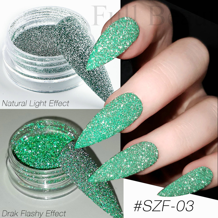 Nail Glitter 1BOX Reflective Glitter Nail Powder Flash Diamond Holographic Crystal Pigment Dip Chrome Powder For Nails DIY Dust Nail Supplies 230705