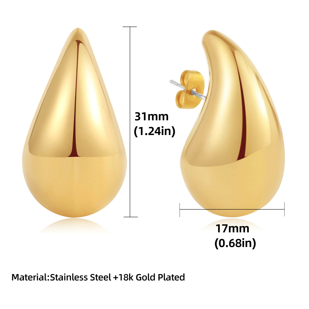 Stud Chic Exaggerate Big Waterdrop Drop Earrings for Women Dupes Chunky Teardrop Stainless Steel Gold Plated Statement Ear Jewelry 230706