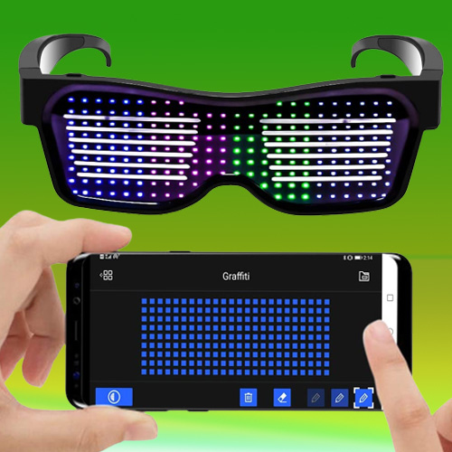 Bluetooth customizable LED Light Up glasses for Bar Dynamic Flashing carnival party music festival Halloween USB rechargeable