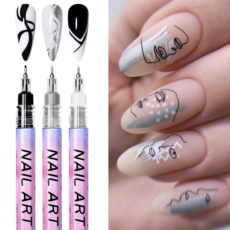 Nail Gel Nail Art Drawing Graffiti Pen Gel Pencil Plastic Waterproof Painting Liner Brush White Marker Pen Nail Manicure Decoration Tools 230706
