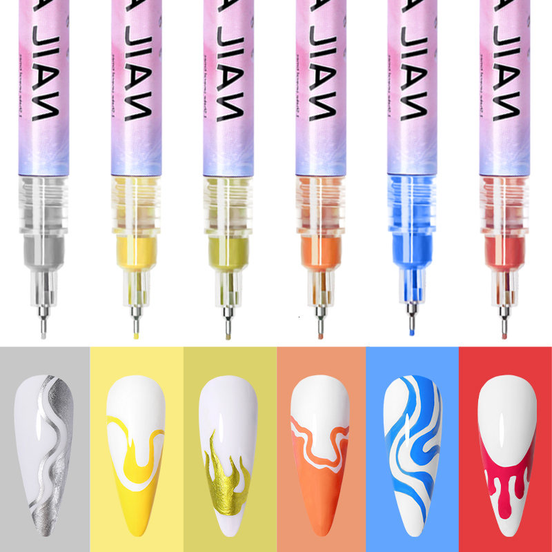 Nail Gel Nail Art Drawing Graffiti Pen Gel Pencil Plastic Waterproof Painting Liner Brush White Marker Pen Nail Manicure Decoration Tools 230706