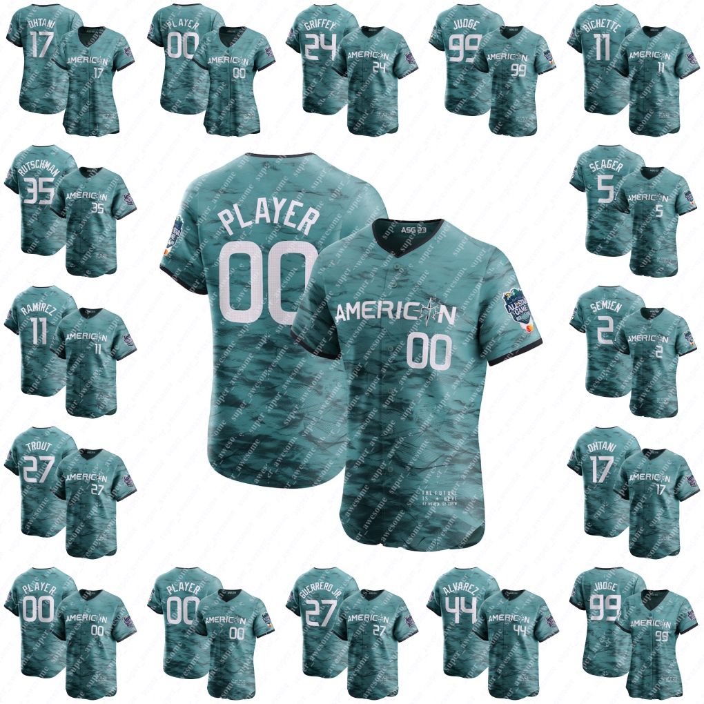 2023 All-Star Game Jersey Jonah Heim Yandy Diaz Marcus Semien Josh Jung Corey Seager Mike Trout Randy Arozarena Aaron Judge Shohei Ohtani Adolis Garcia Nathan Eovaldi, Teal flex base
2023 All-Star Game Jersey Jonah Heim Yandy Diaz Marcus Semien Josh Jung Corey Seager Mike Trout Randy Arozarena Aaron Judge Shohei Ohtani Adolis Garcia Nathan Eovaldi, Teal flex base