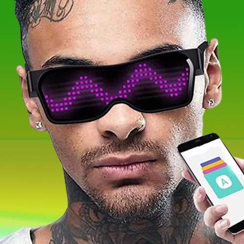 Bluetooth customizable LED Light Up glasses for Bar Dynamic Flashing carnival party music festival Halloween USB rechargeable