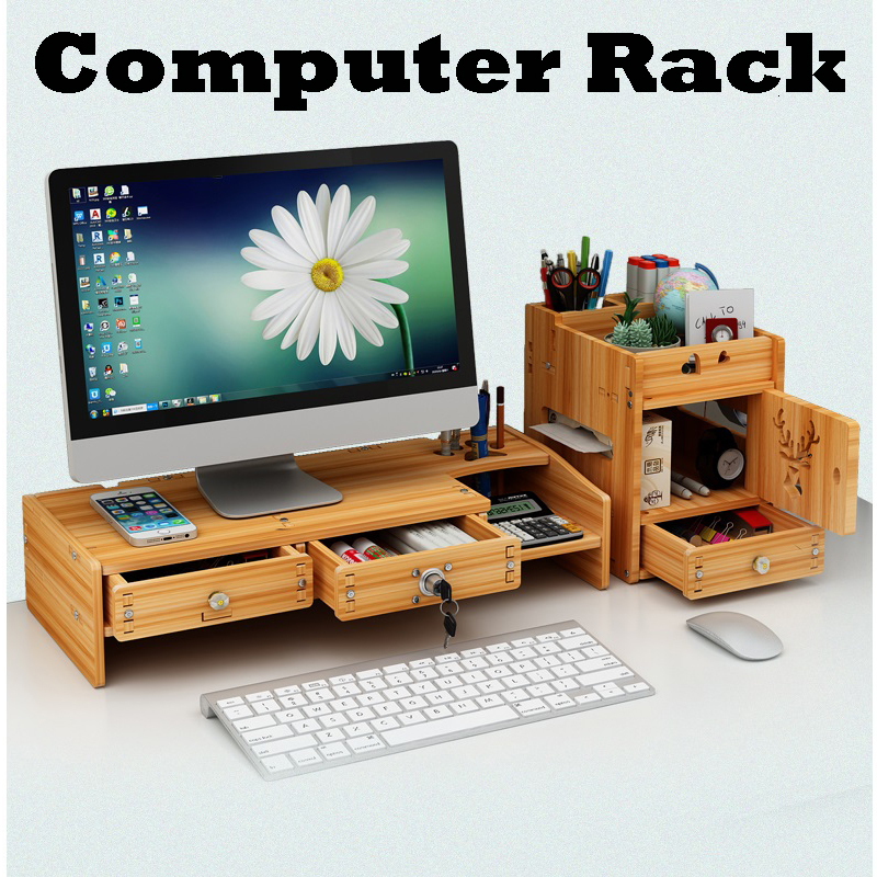 Pencil Cases Computer Elevated Monitor Bracket Desktop Storage Shelf Desk Rack 230705