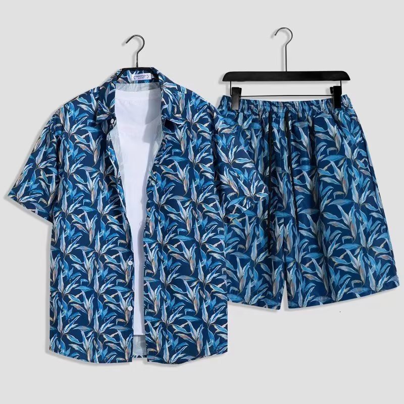 Men's Tracksuits men's short sleeved Aloha shirt and summer printed casual beach twopiece set 2023 fashionable clothes 230705