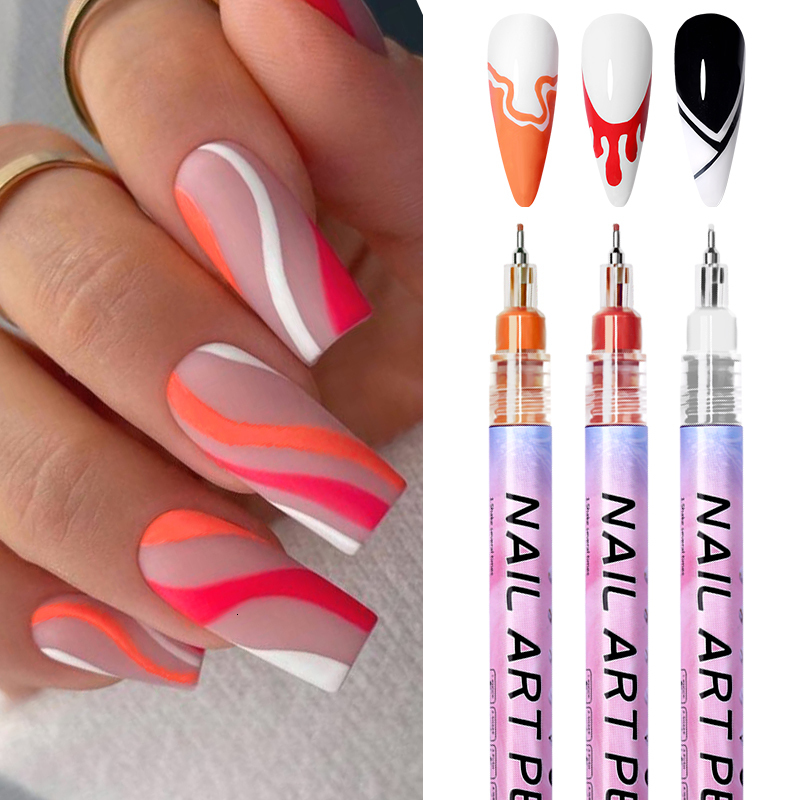 Nail Gel Nail Art Drawing Graffiti Pen Gel Pencil Plastic Waterproof Painting Liner Brush White Marker Pen Nail Manicure Decoration Tools 230706
