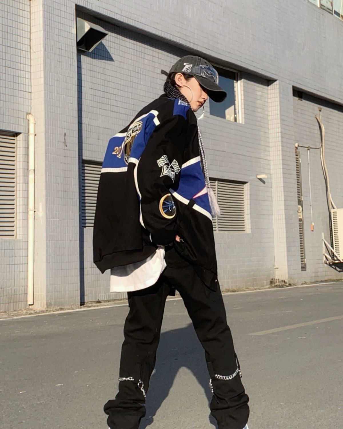 Women's Leather Faux Leather Unisex American Embroidery Bombers Coat Spring Autumn Hip Hop High Street Long Sleeve Top Bomber Varsity Racing Woma