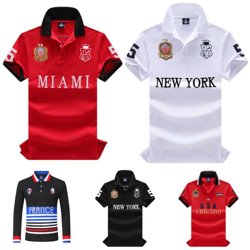 City Edition 100% Cotton Summer Shirt Men's Embroidery British Men's T-shirt Short Sleeve Casual Collar New Style