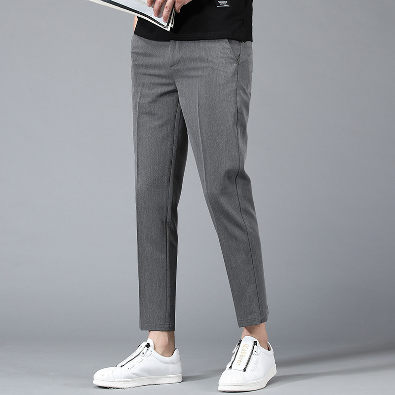 Men's Pants Ice Silk Men Thin Summer Ankle Casual Business Elastic Korean Style Slim Fit Daily Youth Teen Long Trousers 230705
