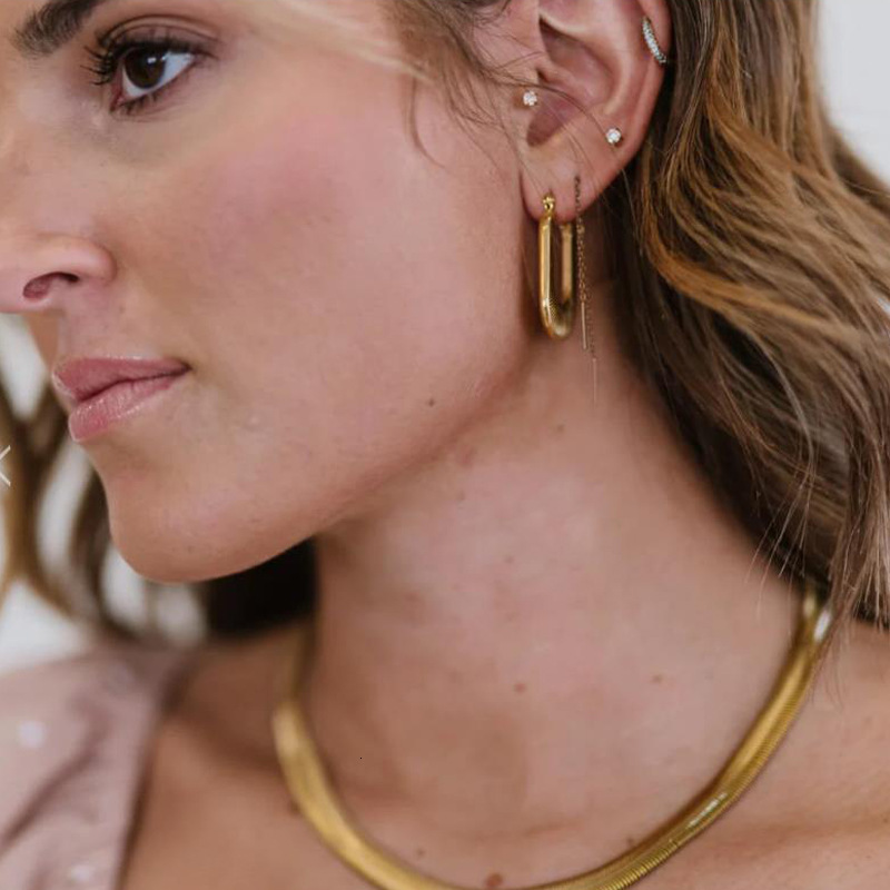 Stud Creative Metal Geometric V Shape Bamboo Chunky Hoop Earrings for Women Gold Color Stainless Steel Earrings Party Jewelry Gifts 230706