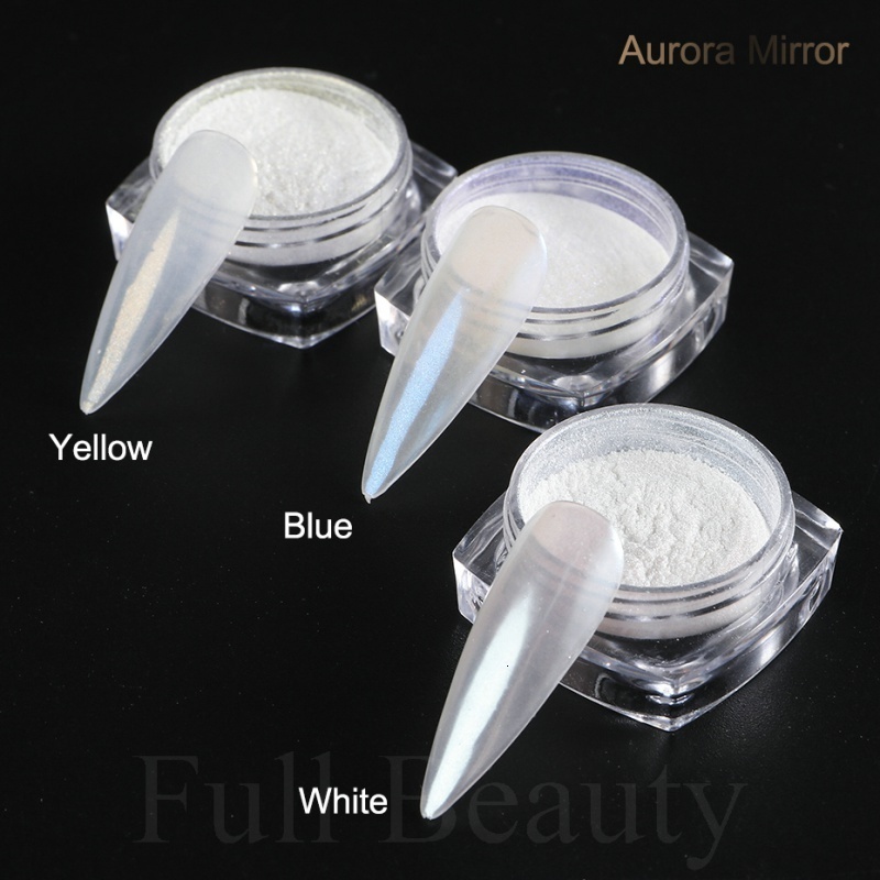 Nail Glitter Mirror Nail Powder Pigment Pearl White Rubbing on Nail Art Glitter Dust Chrome Aurora Blue Manicure Holographic Decorations TRZY 230705