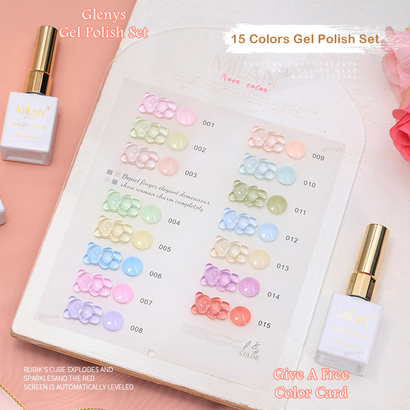 Nail Gel Glenys Macaron Polish 15PCS Candy Color Art Vernis Semi Permanent UV LED Immersion Salon Wholesale 230706