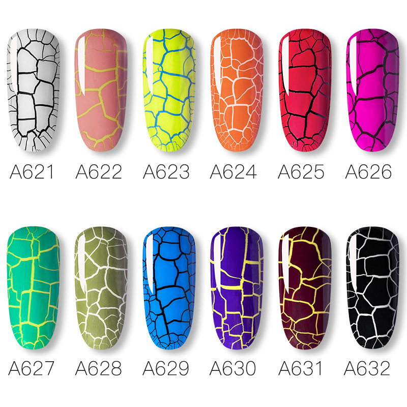 Nail Gel ROSALIND Crackle Gel Polish Semi Permanent Cracking Nail Lacquer Air Drying Hybrid Varnishes Nail Art Gel Polish Top Base Coat 230706