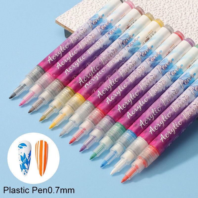 Nail Gel 12Colors Graffiti Acrylic Nail Paint Pen Set Nail Art Waterproof Drawing Liner Polish Pen 1KIT Abstract Lines Manicure Polish 230706