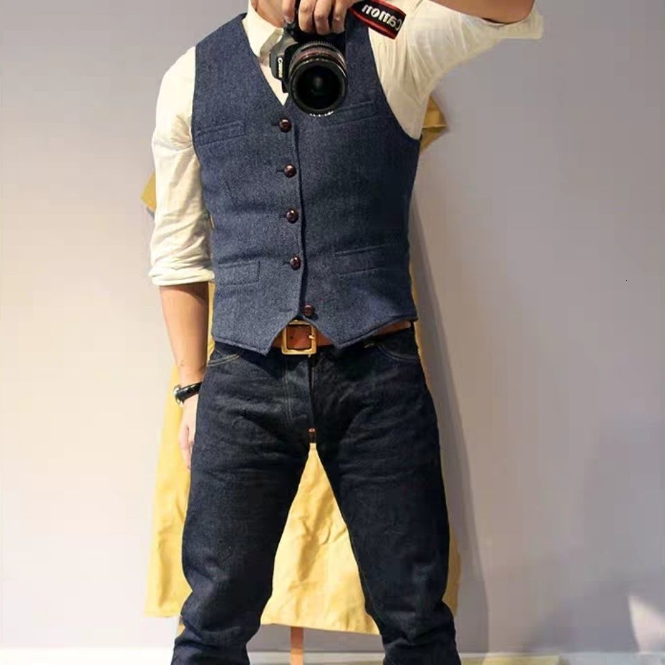 Men's Vests Maden Vintage Wool for Men Casual French Workwear Hunting Field Waistcoat Cords Outdoor Coats Clothing B05 230705