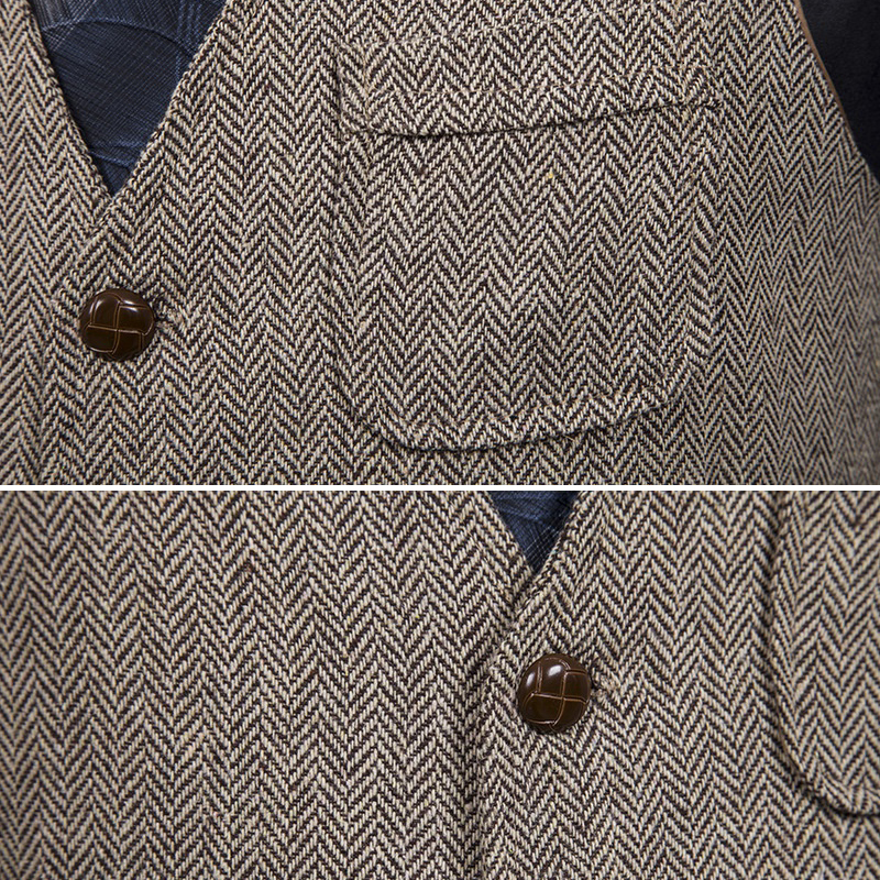 Men's Vests Suit Vest Brown Wool Tweed Business Waistcoat Jacket Casual Slim Fit Gilet Homme For Groosmen Man Wedding 230705