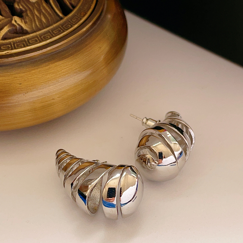 Stud Trendy Croissant Spiral Chunky Drop Earrings for Women Gold Plated Lightweight Hollow Teardrop Earrings Dupes Fashion Jewelry 230706