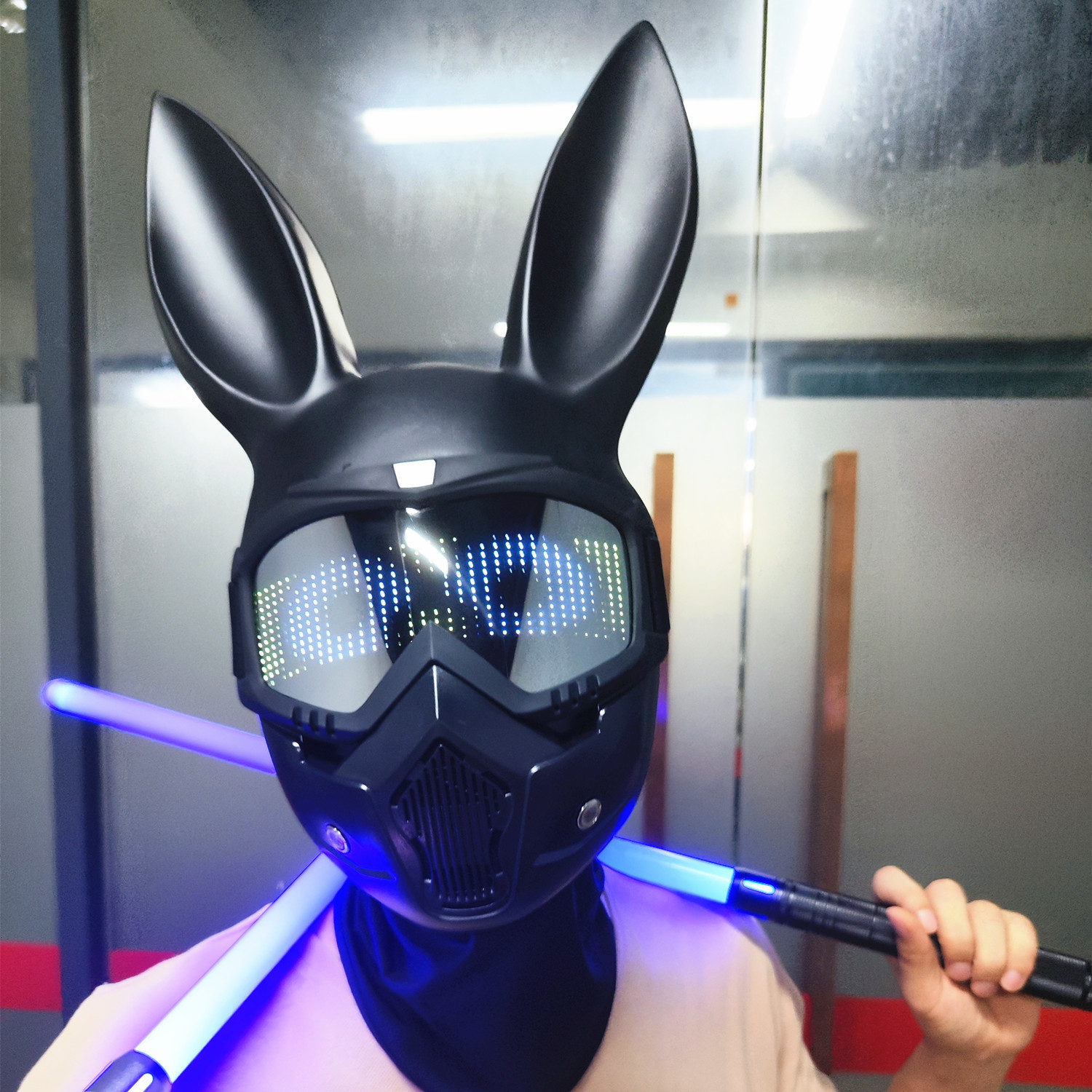 Party Masks Rabbit LED Mask Christmas Bar Masquerade Bunny Girl Ear Halloween Anime Kids Face Shild Cosplay 230705
