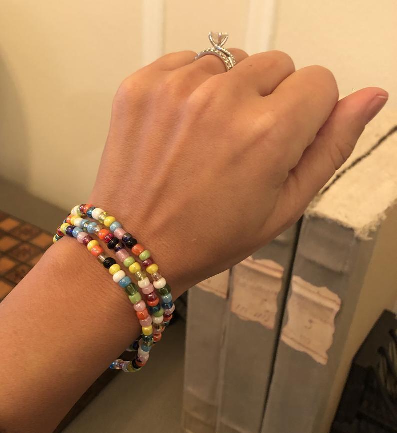 Chain Simple Fashion Multicolor Boho Handmade Elastic Seeds Beaded Bracelets for Women Jewelry Personality Beach Accessories 230706