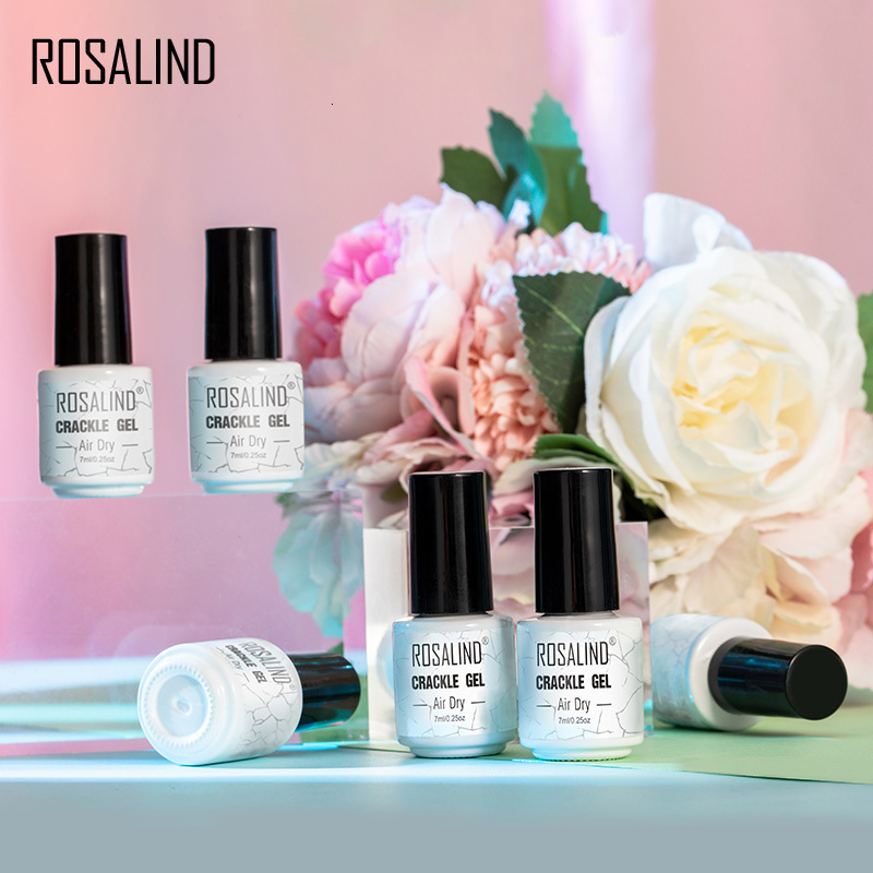 Nail Gel ROSALIND Crackle Gel Polish Semi Permanent Cracking Nail Lacquer Air Drying Hybrid Varnishes Nail Art Gel Polish Top Base Coat 230706