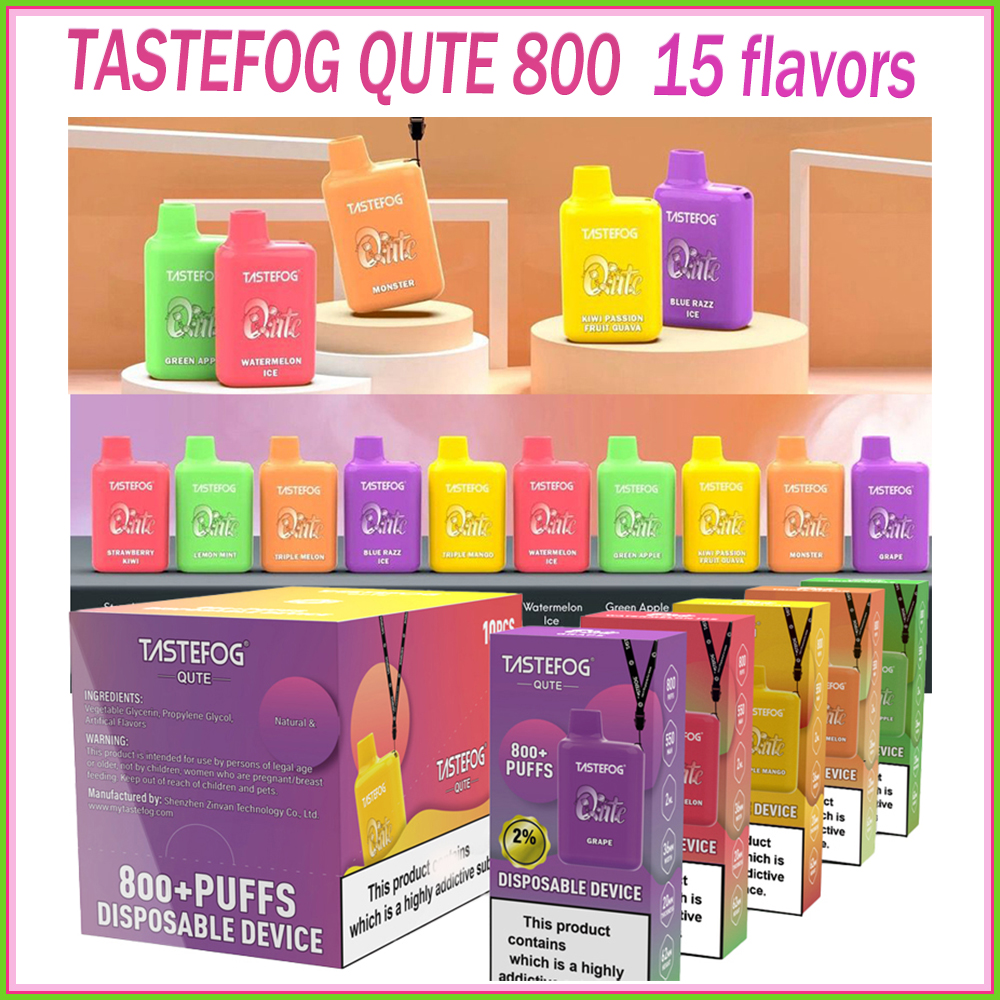 

TASTEFOG Vape QUTE 800 Puffs Electronic Cigarette Disposable Vape Pen 550Mah Battery 3.8Ml Capacity Prefilled Pod Device PUFF 800 2% 20Mg E