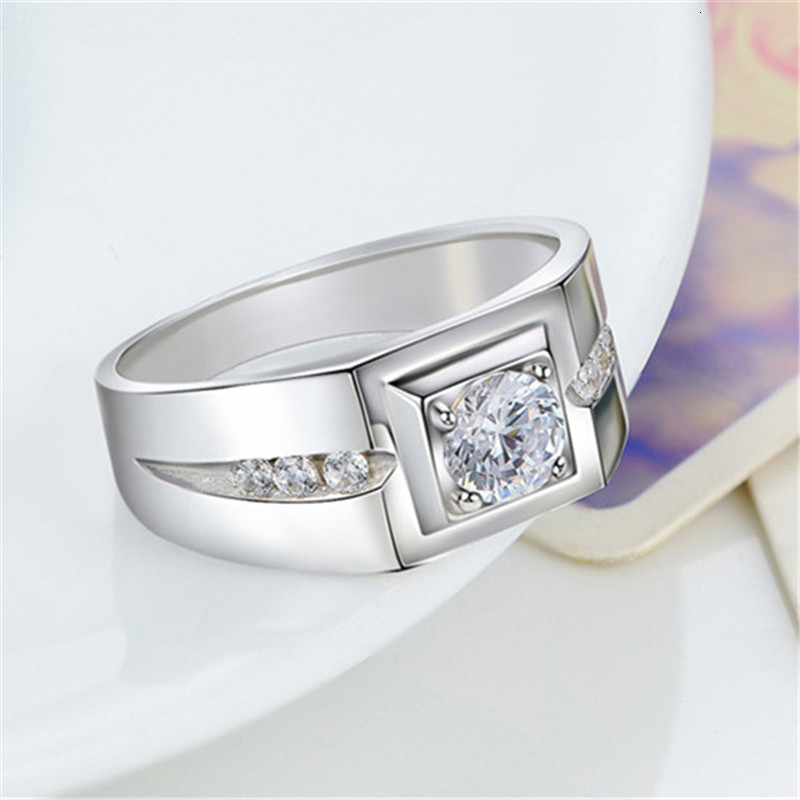 Band Rings Mens Classic Simple Cubic Zircon 8MM Wide Ring Fashion Jewelry Gifts R0252 Size US 789101112 230706