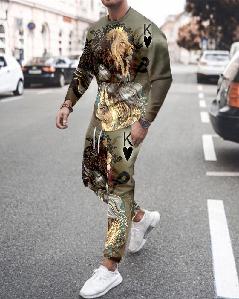 Men's Tracksuits clothing set fashion must have active 3D printing long sleeved Tshirt men's zipper casual sports pants 230705