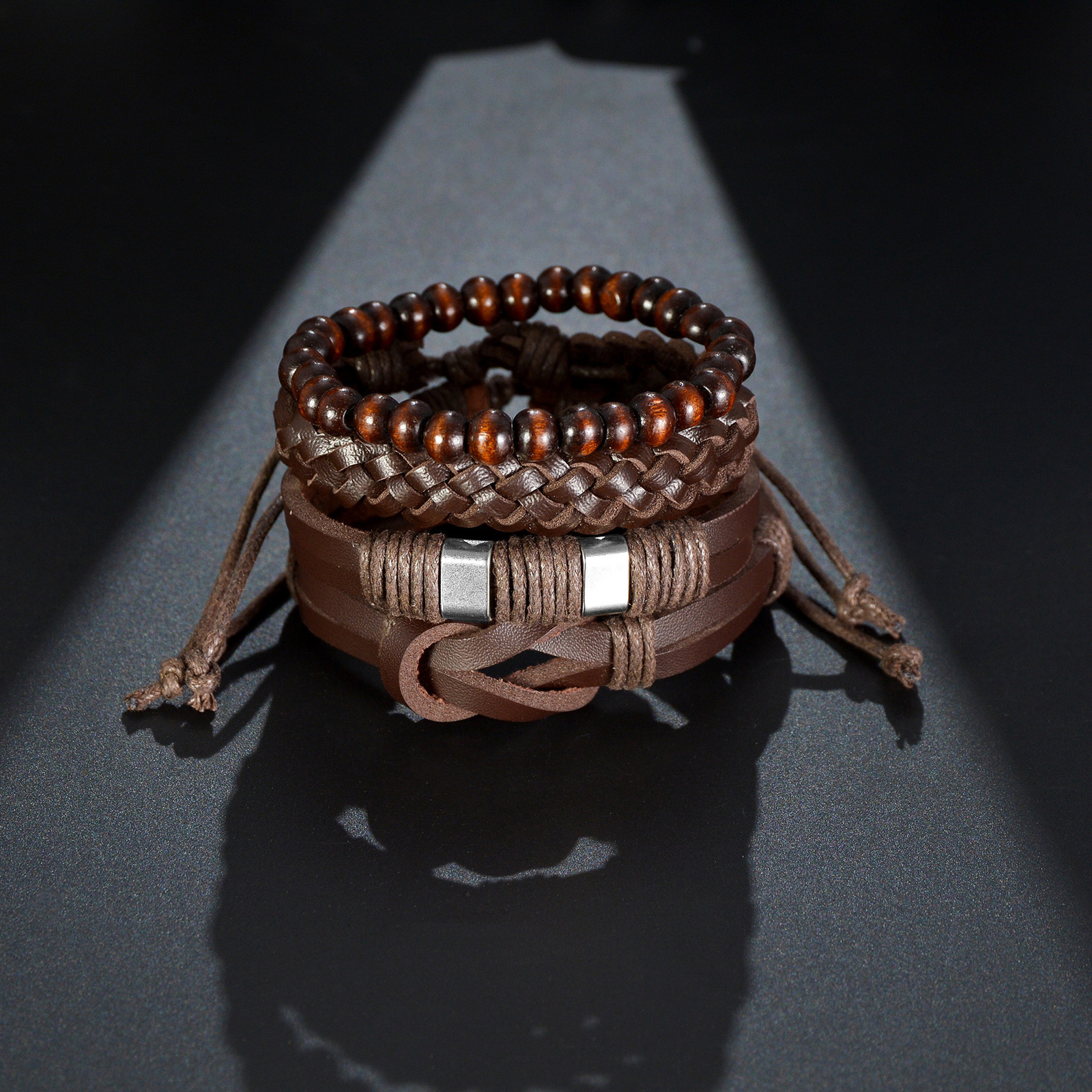Chain MeMolissa 34Pcs Set Braided Wrap Leather Bracelet for Men Vintage Life Tree Guitar Wood Beads Fashion Male Bracelets Wristband 230706