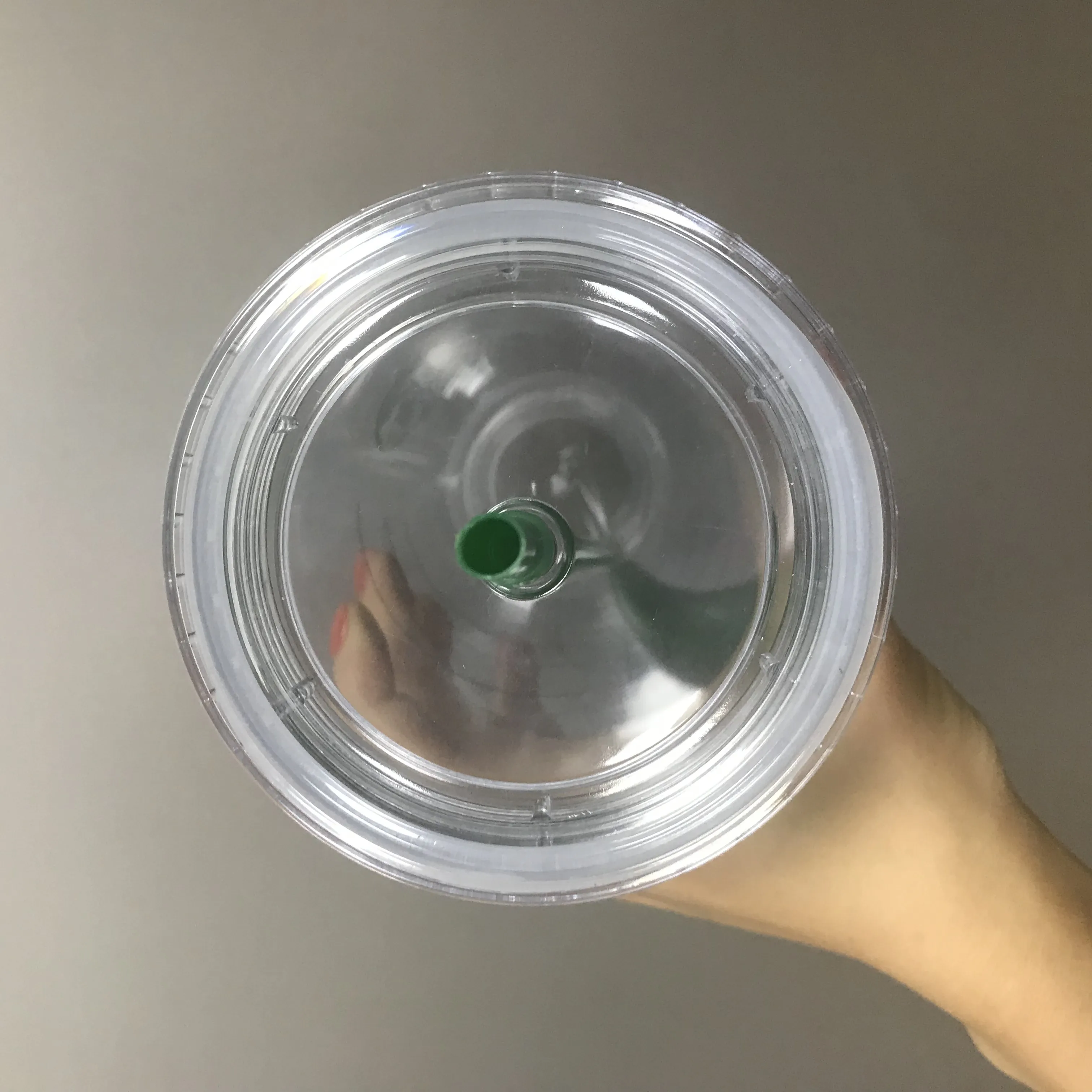 gs 24oz 710ml plastic cups reusable doublelayer transparent coffee flat straw column cover bdian cup milk teacup Free shipping